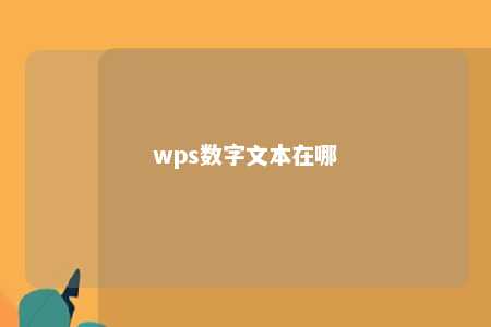 wps数字文本在哪 