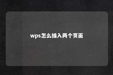 wps怎么插入两个页面 