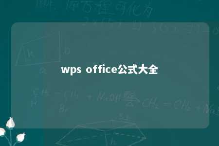 wps office公式大全 