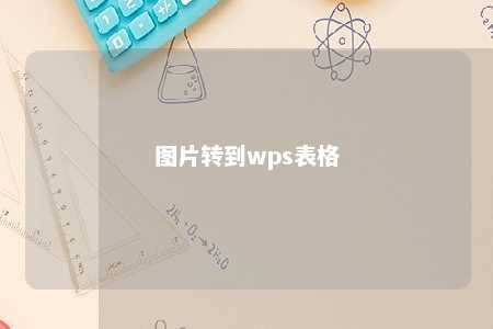 图片转到wps表格