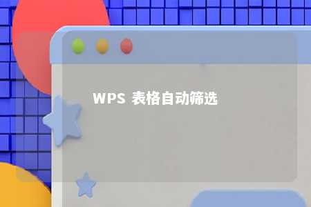 WPS 表格自动筛选