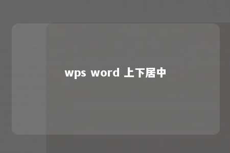 wps word 上下居中 