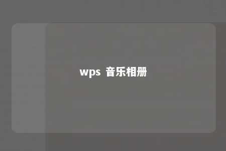 wps 音乐相册 