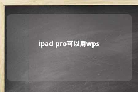 ipad pro可以用wps 