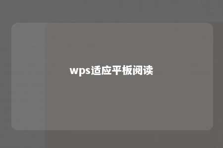 wps适应平板阅读