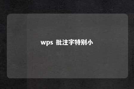 wps 批注字特别小 