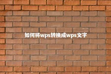 如何将wps转换成wps文字 