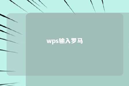 wps输入罗马 