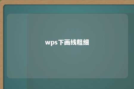 wps下画线粗细 