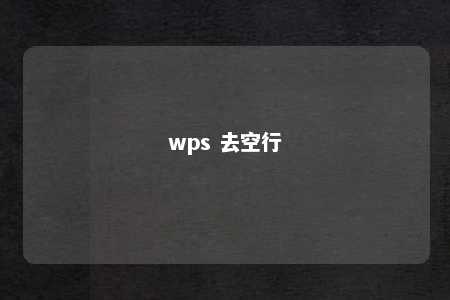 wps 去空行