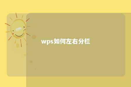 wps如何左右分栏 