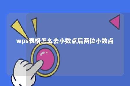 wps表格怎么去小数点后两位小数点