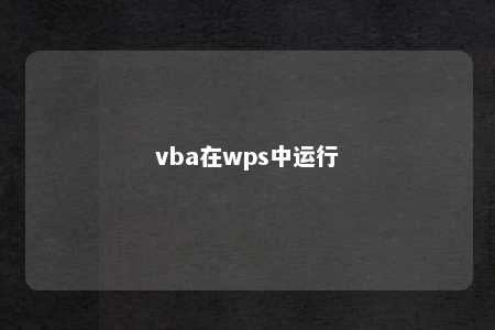 vba在wps中运行 