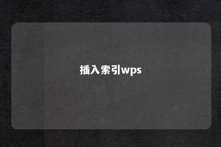 插入索引wps 