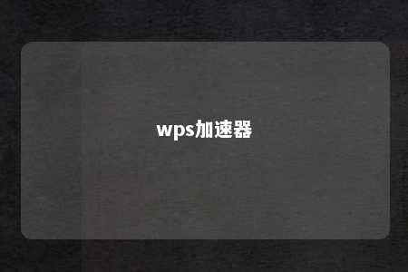 wps加速器 