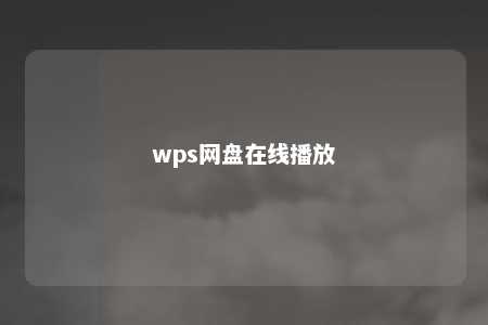 wps网盘在线播放 