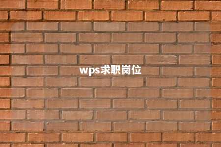 wps求职岗位 