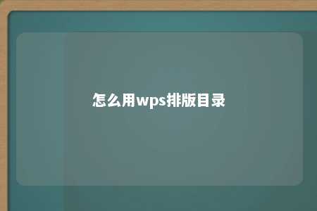 怎么用wps排版目录 