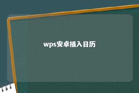 wps安卓插入日历 