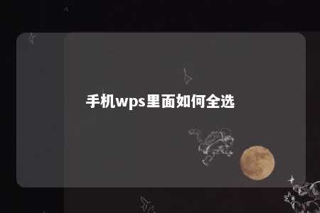 手机wps里面如何全选 