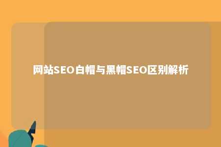 网站SEO白帽与黑帽SEO区别解析