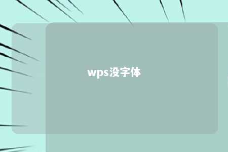 wps没字体 