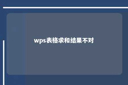 wps表格求和结果不对