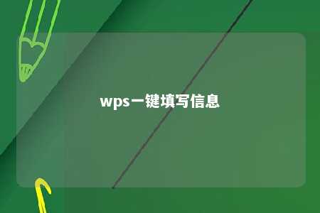 wps一键填写信息 