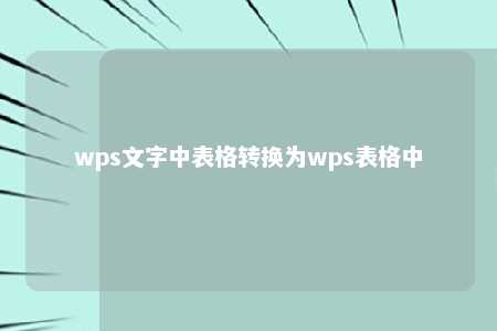 wps文字中表格转换为wps表格中 