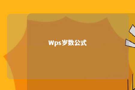 Wps岁数公式