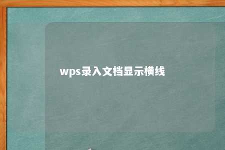 wps录入文档显示横线