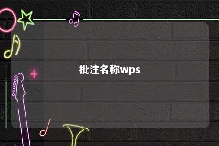 批注名称wps 